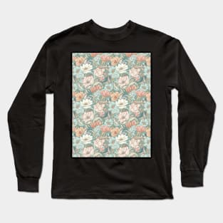 Organic Vintage Colorful Floral Pattern - 02 Long Sleeve T-Shirt